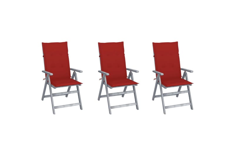 lænestole til haven 3 stk. med hynder massivt akacietræ - Grå - Balkonmarkise - Markiser - Terrassemarkise