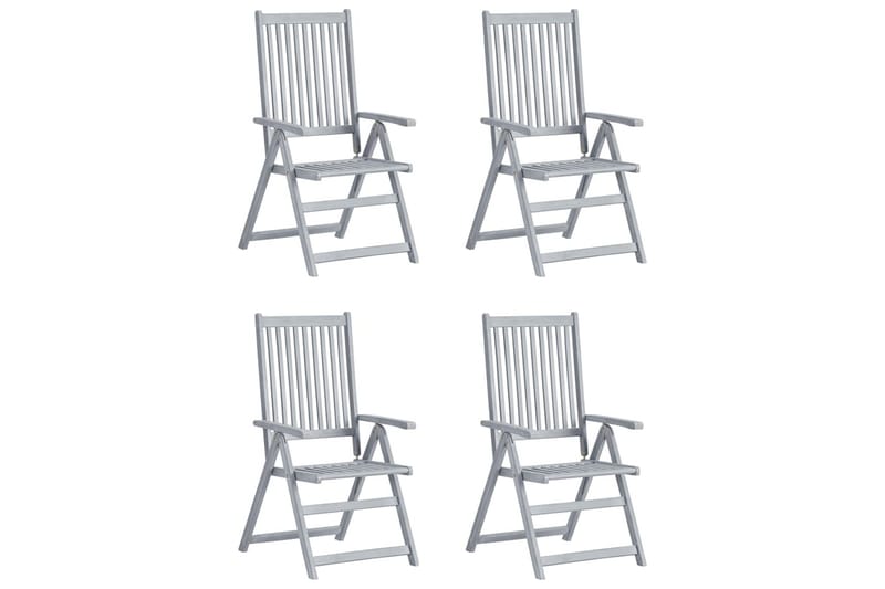 lænestole til haven 4 stk. med hynder massivt akacietræ - Grå - Balkonmarkise - Markiser - Terrassemarkise