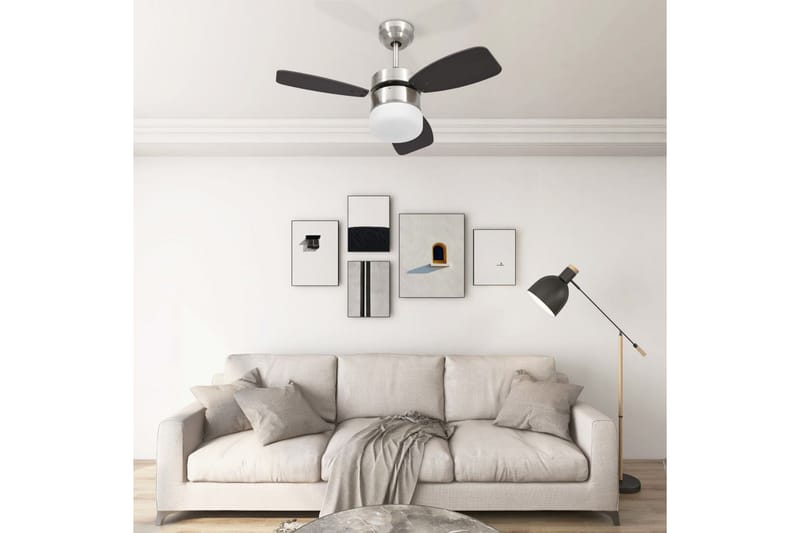 loftventilator med lampe og fjernbetjening 76 cm mørkebrun - Brun - Havemøbler - Solafskærmning - Markiser - Balkonmarkise