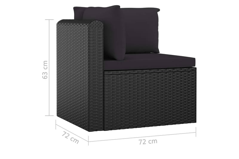 loungesæt til haven 10 dele med hynder polyrattan sort - Sort - Balkonmarkise - Markiser - Terrassemarkise