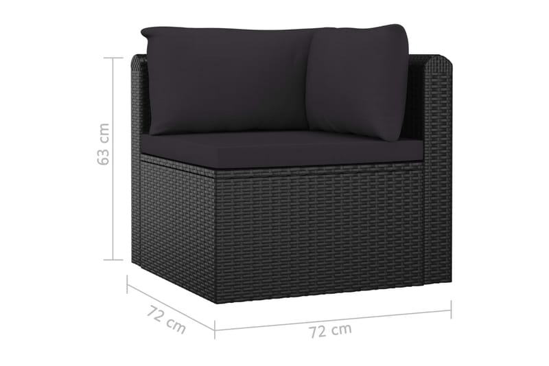 loungesæt til haven 10 dele med hynder polyrattan sort - Sort - Balkonmarkise - Markiser - Terrassemarkise
