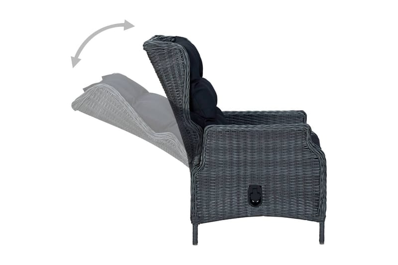 loungesæt til haven 3 dele med hynder polyrattan sort - Grå - Havemøbler - Solafskærmning - Markiser - Balkonmarkise