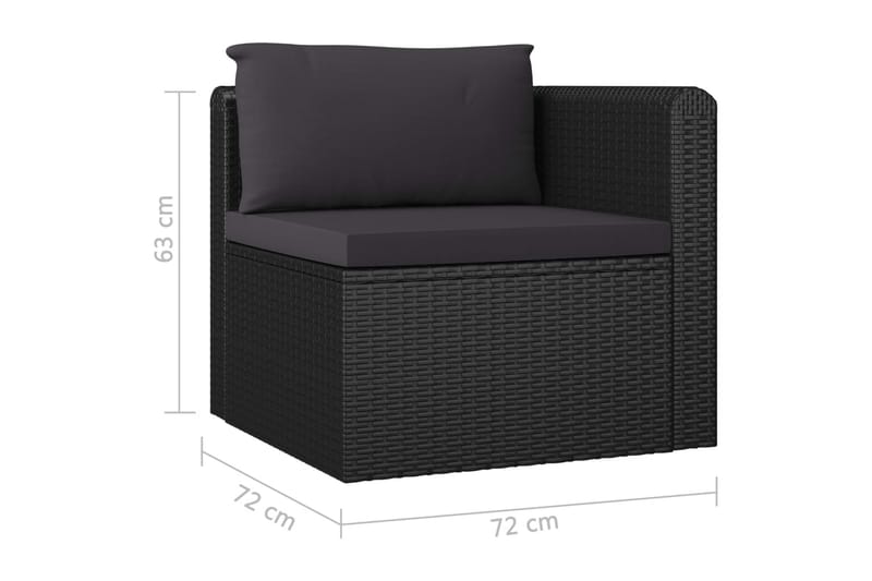 loungesæt til haven 8 dele med hynder polyrattan sort - Sort - Balkonmarkise - Markiser - Terrassemarkise
