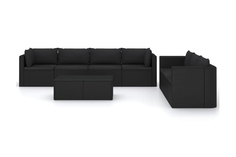 loungesæt til haven 8 dele med hynder polyrattan sort - Sort - Balkonmarkise - Markiser - Terrassemarkise
