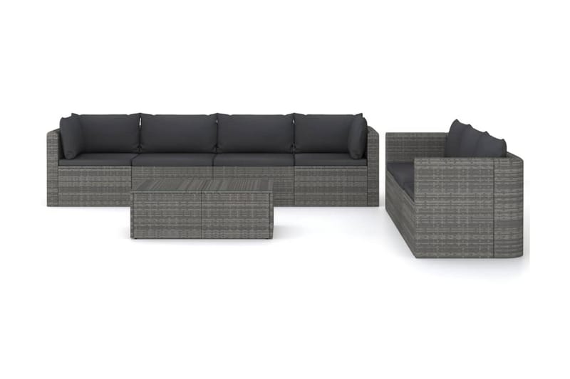 loungesæt til haven 8 dele med hynder polyrattan grå - Grå - Balkonmarkise - Markiser - Terrassemarkise