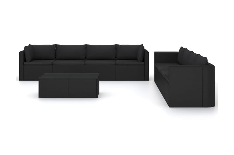 loungesæt til haven 9 dele med hynder polyrattan sort - Sort - Balkonmarkise - Markiser - Terrassemarkise