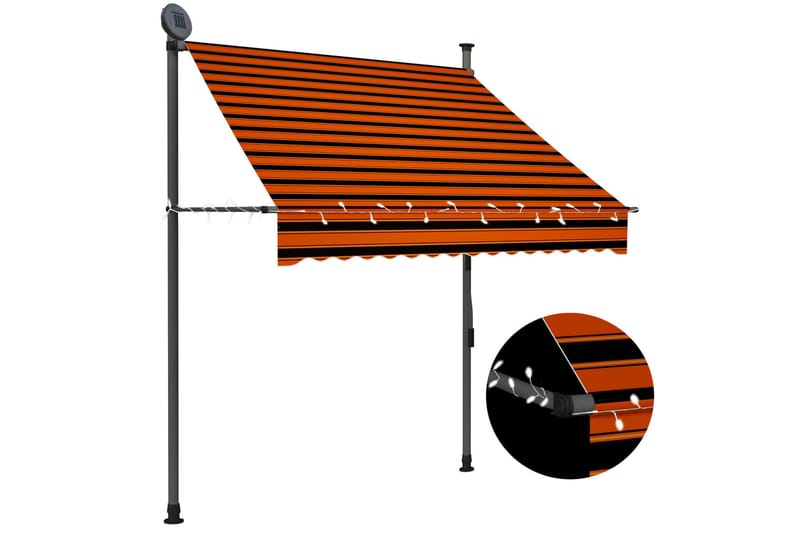 manuel foldemarkise med LED 150 cm orange og brun - Flerfarvet - Vinduesmarkise - Markiser