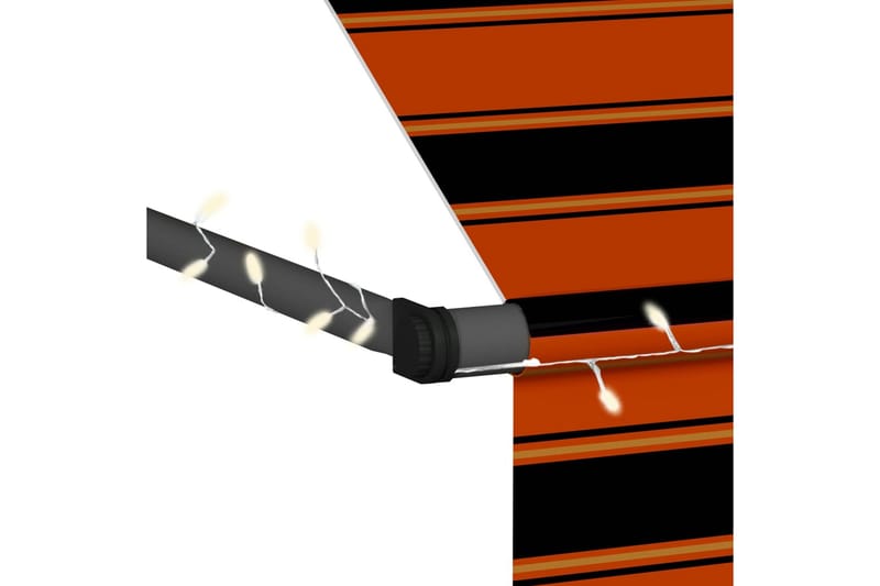 manuel foldemarkise med LED 250 cm orange og brun - Flerfarvet - Vinduesmarkise - Markiser