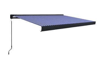 Manuel Kassettemarkise 350x250 cm Blå Og Hvid - Blå - Havemøbler - Solafskærmning - Markiser - Balkonmarkise