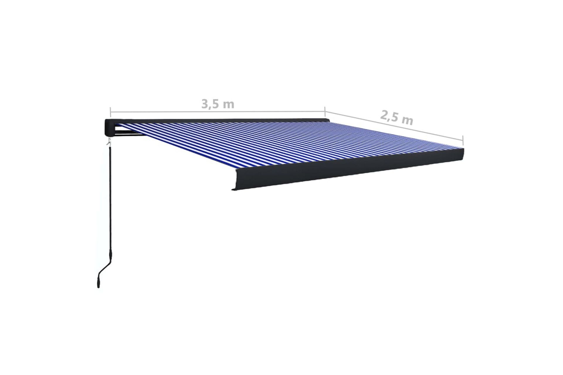 Manuel Kassettemarkise 350x250 cm Blå Og Hvid - Blå - Havemøbler - Solafskærmning - Markiser - Balkonmarkise