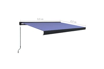 Manuel Kassettemarkise 350x250 cm Blå Og Hvid - Blå - Havemøbler - Solafskærmning - Markiser - Balkonmarkise