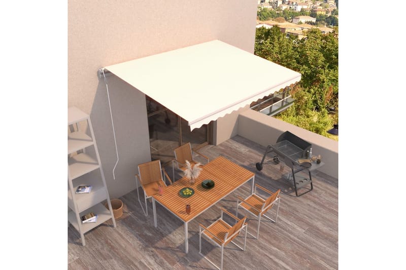 markise 450x350 cm automatisk betjening cremefarvet - Creme - Havemøbler - Solafskærmning - Markiser - Balkonmarkise