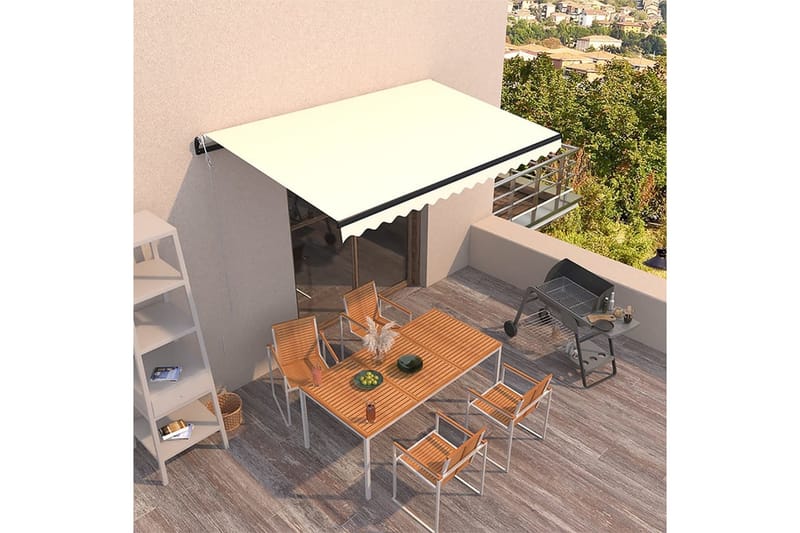 markise 450x350 cm automatisk betjening cremefarvet - Creme - Balkonmarkise - Markiser - Terrassemarkise