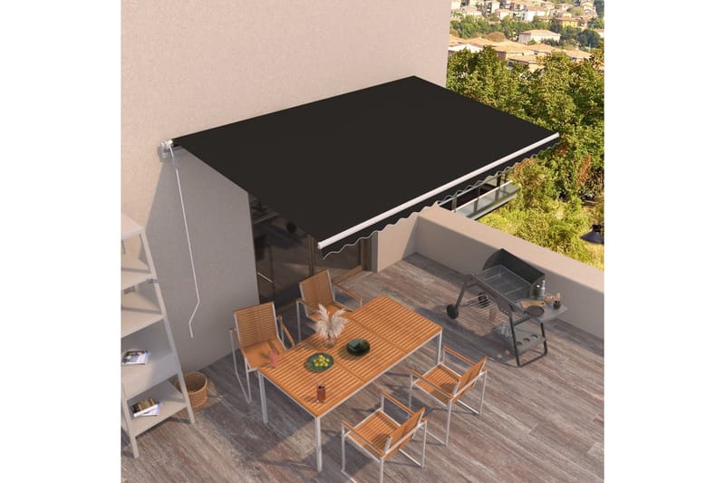 markise 500x350 cm automatisk betjening antracitgrå - Antracit - Havemøbler - Solafskærmning - Markiser - Balkonmarkise