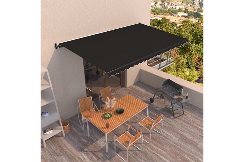 markise 500x350 cm automatisk betjening antracitgrå - Antracit - Havemøbler - Solafskærmning - Markiser - Balkonmarkise