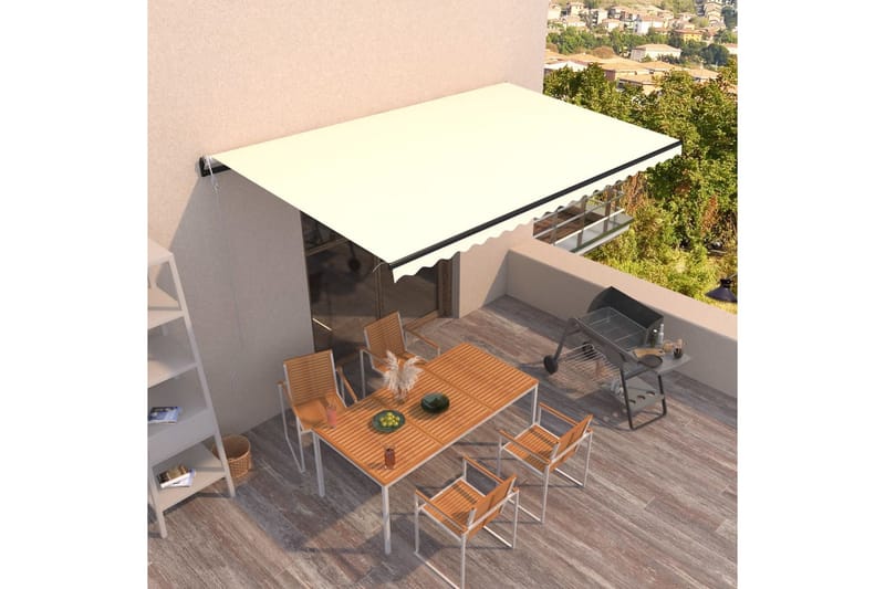 markise 500x350 cm automatisk betjening cremefarvet - Creme - Havemøbler - Solafskærmning - Markiser - Balkonmarkise