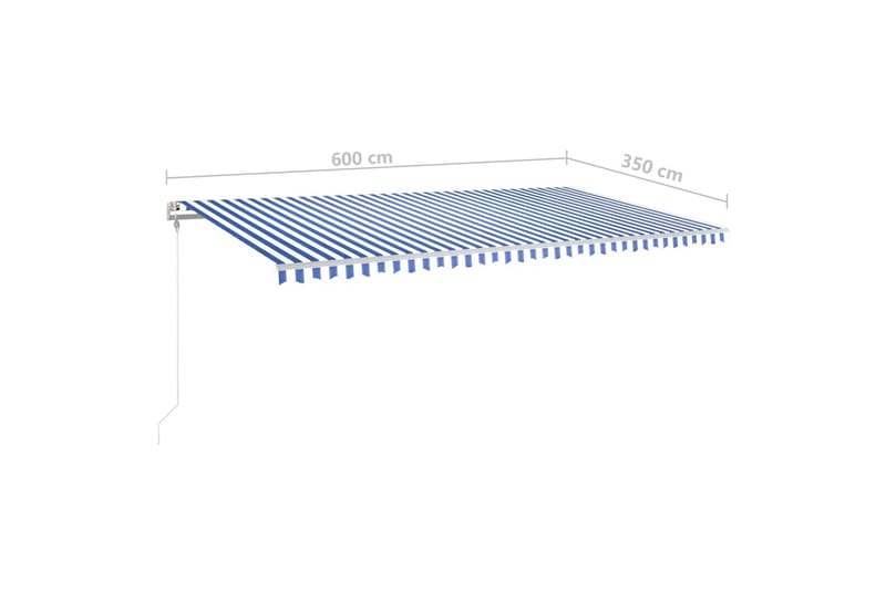 markise 600x350 cm automatisk betjening blå og hvid - Blå - Havemøbler - Solafskærmning - Markiser - Balkonmarkise