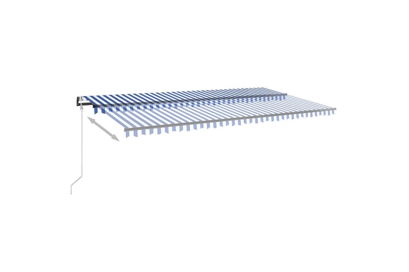 markise 600x350 cm automatisk betjening blå og hvid - Blå - Havemøbler - Solafskærmning - Markiser - Balkonmarkise