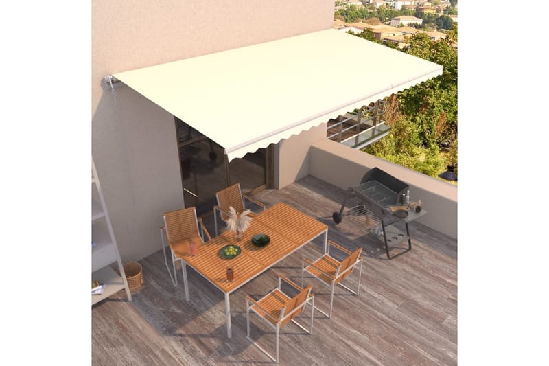 markise 600x350 cm automatisk betjening cremefarvet - Creme - Havemøbler - Solafskærmning - Markiser - Balkonmarkise