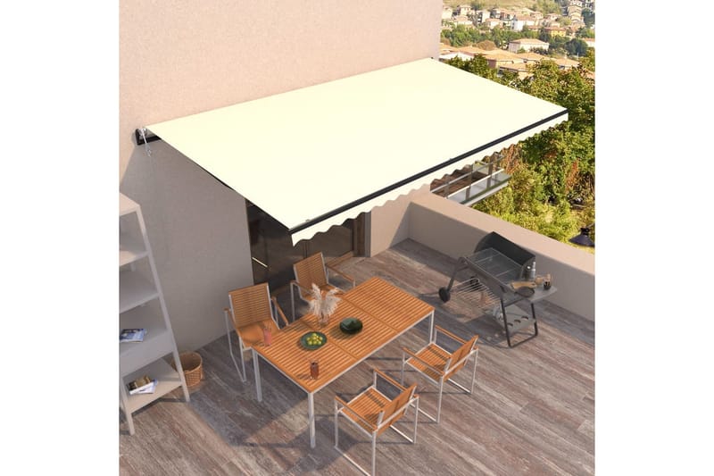 markise 600x350 cm automatisk betjening cremefarvet - Creme - Havemøbler - Solafskærmning - Markiser - Balkonmarkise