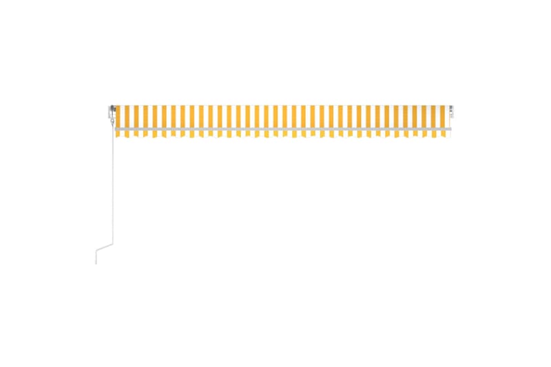 markise 600x350 cm automatisk betjening gul og hvid - Gul - Balkonmarkise - Markiser - Terrassemarkise