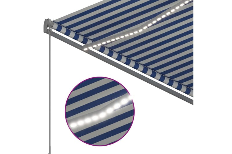 markise m. LED + vindsensor 3,5x2,5 m automatisk blå/hvid - Blå - Balkonmarkise - Markiser - Terrassemarkise