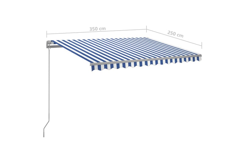 markise m. LED + vindsensor 3,5x2,5 m automatisk blå/hvid - Blå - Balkonmarkise - Markiser - Terrassemarkise