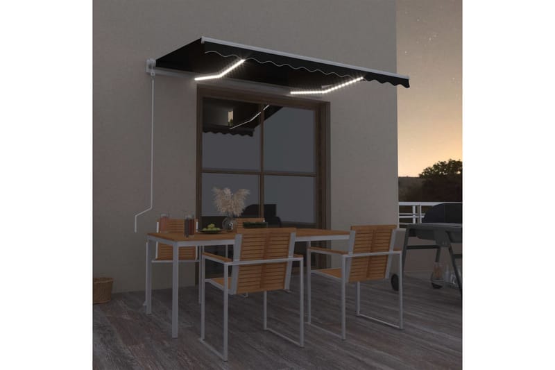 markise m. LED + vindsensor 300x250 cm automatisk antracit - Antracit - Havemøbler - Solafskærmning - Markiser - Balkonmarkise