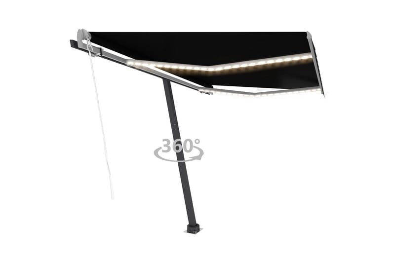 markise m. LED + vindsensor 300x250 cm automatisk - Antracit - Havemøbler - Solafskærmning - Markiser - Balkonmarkise