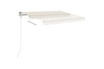 markise m. LED + vindsensor 300x250 cm automatisk creme - Creme - Havemøbler - Solafskærmning - Markiser - Balkonmarkise