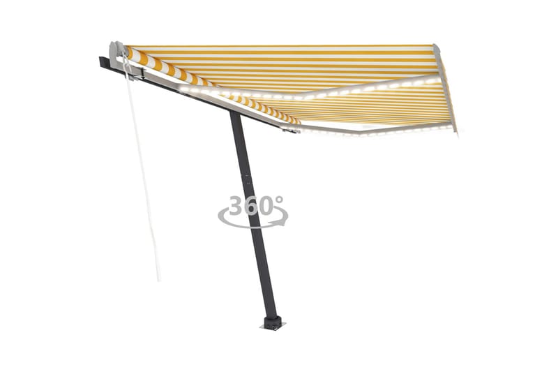 markise m. LED + vindsensor 300x250 cm automatisk - Gul - Havemøbler - Solafskærmning - Markiser - Balkonmarkise