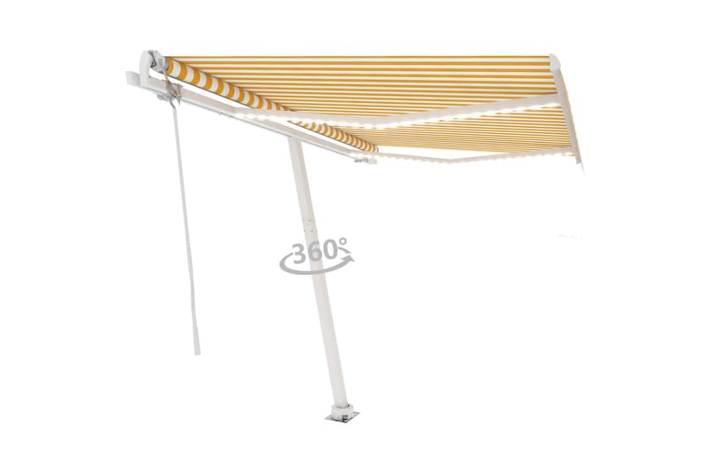 markise m. LED + vindsensor 300x250 cm automatisk gul/hvid - Gul - Havemøbler - Solafskærmning - Markiser - Balkonmarkise