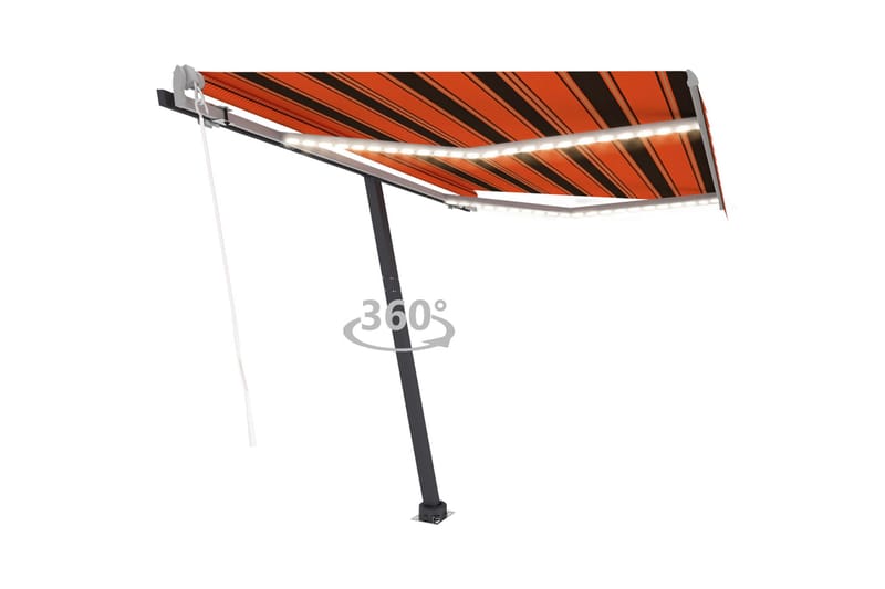 markise m. LED + vindsensor 300x250 cm automatisk - Orange - Havemøbler - Solafskærmning - Markiser - Balkonmarkise