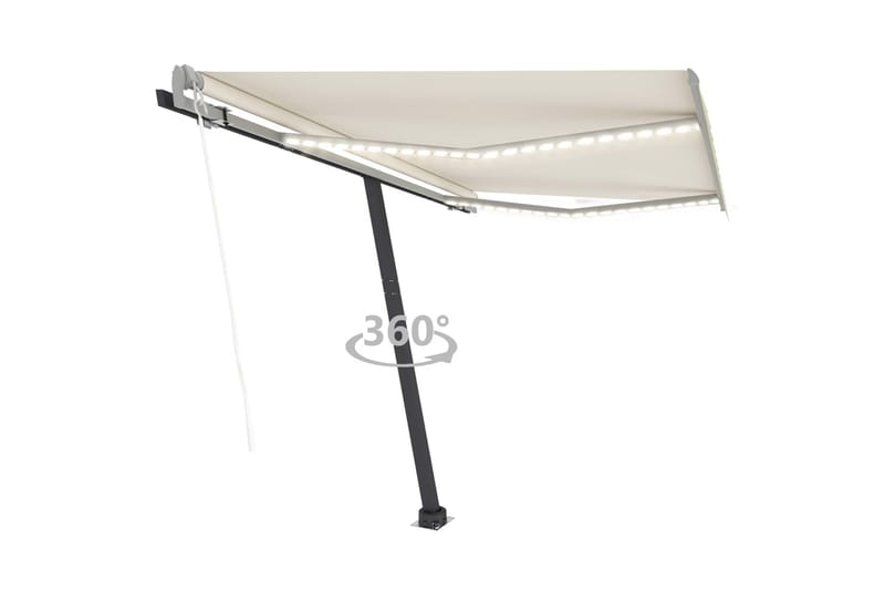 markise m. LED + vindsensor 350x250 cm automatisk creme - Creme - Havemøbler - Solafskærmning - Markiser - Balkonmarkise