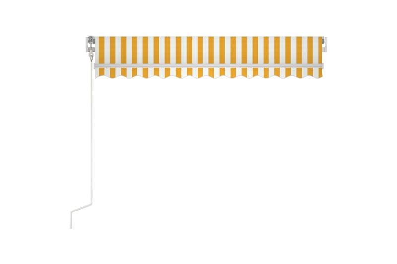 markise m. LED + vindsensor 350x250 cm automatisk gul/hvid - Gul - Balkonmarkise - Markiser - Terrassemarkise