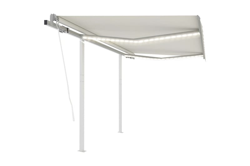 markise m. LED + vindsensor 3x2,5 m automatisk cremefarvet - Creme - Havemøbler - Solafskærmning - Markiser - Balkonmarkise