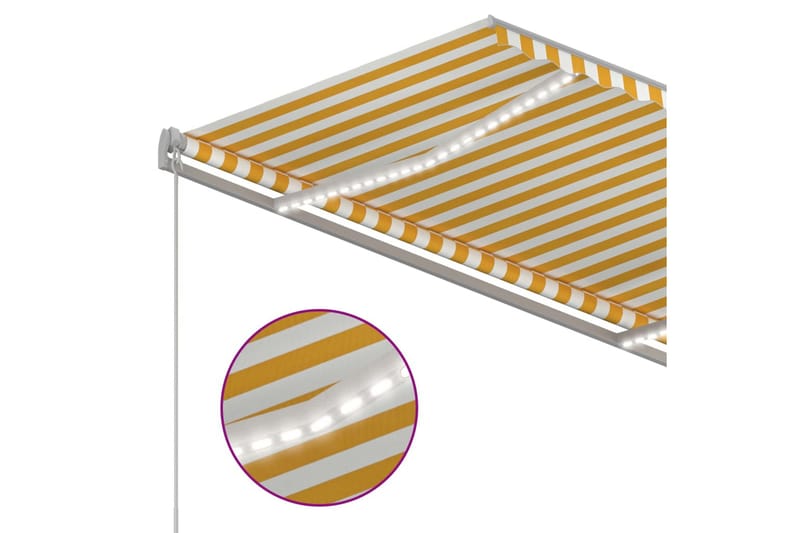 markise m. LED + vindsensor 3x2,5 m automatisk gul og hvid - Balkonmarkise - Markiser - Terrassemarkise