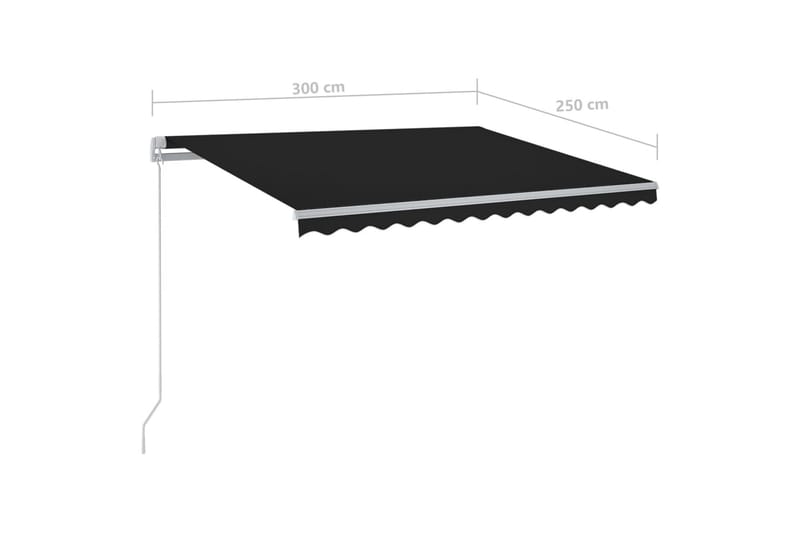 markise m. LED + vindsensor 3x2,5 m automatisk - Balkonmarkise - Markiser - Terrassemarkise