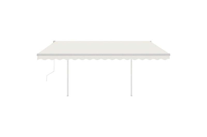 markise m. LED + vindsensor 4,5x3 m automatisk cremefarvet - Creme - Havemøbler - Solafskærmning - Markiser - Balkonmarkise