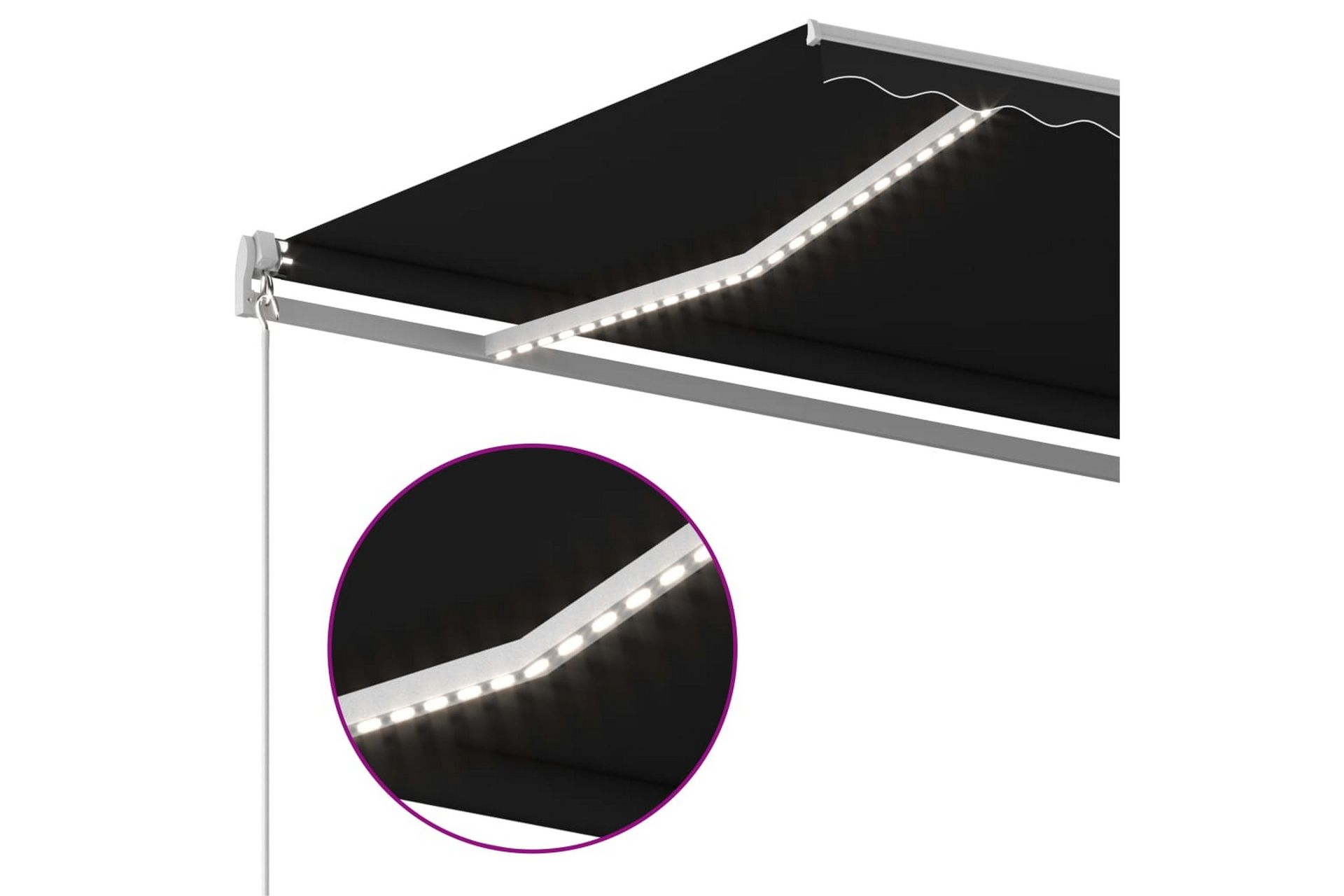 markise m. LED + vindsensor 400x300 cm automatisk - Antracit - Havemøbler - Solafskærmning - Markiser - Balkonmarkise