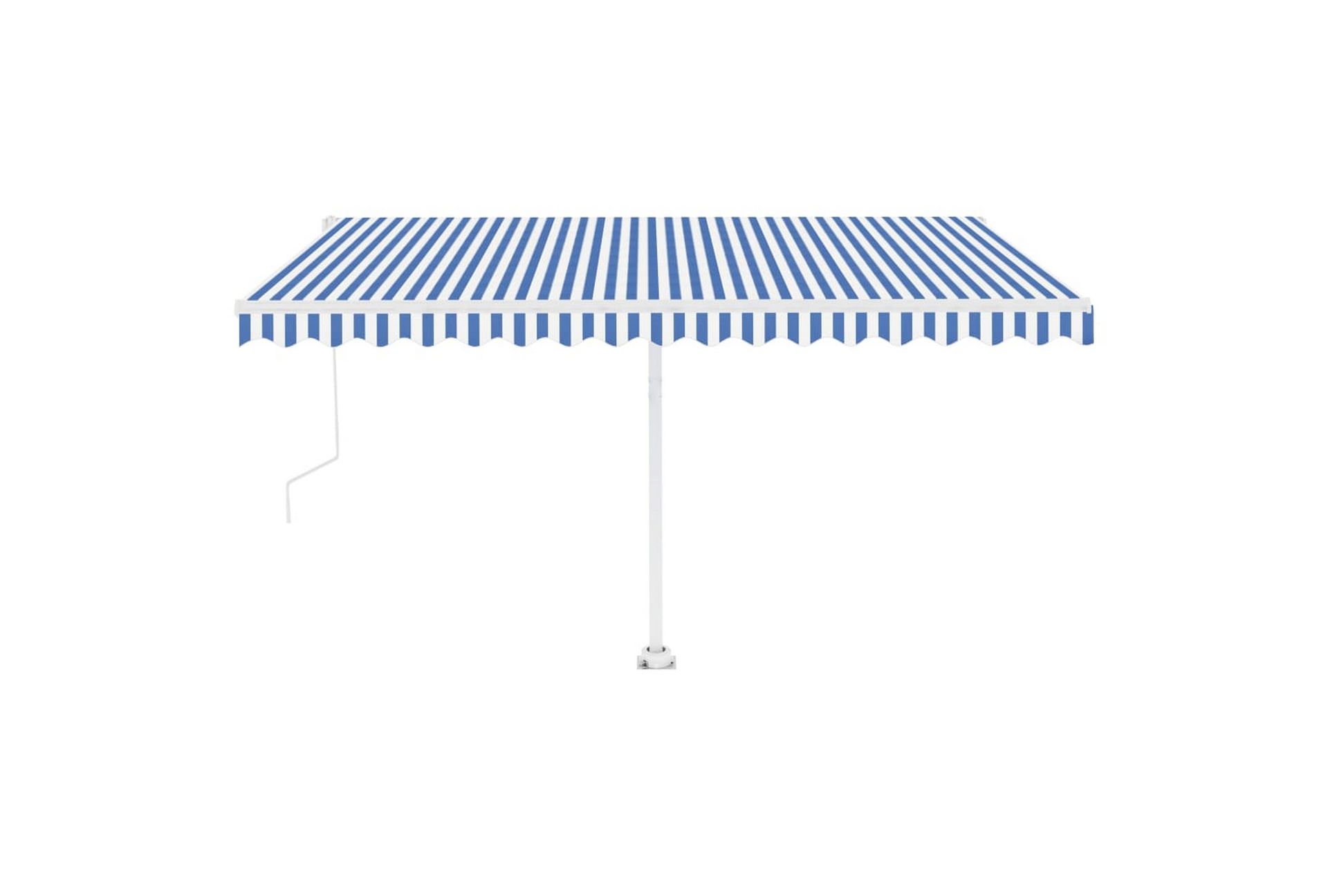 markise m. LED + vindsensor 400x350 cm automatisk - Blå - Havemøbler - Solafskærmning - Markiser - Balkonmarkise