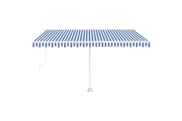 markise m. LED + vindsensor 400x350 cm automatisk - Blå - Havemøbler - Solafskærmning - Markiser - Balkonmarkise