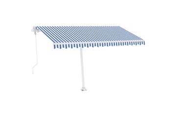 markise m. LED + vindsensor 400x350 cm automatisk - Blå - Havemøbler - Solafskærmning - Markiser - Balkonmarkise