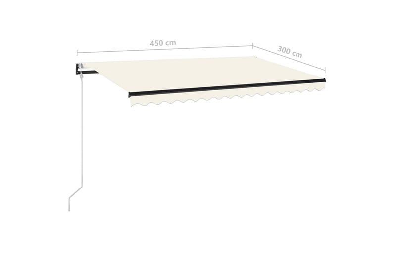 markise m. LED + vindsensor 450x300 cm automatisk - Creme - Balkonmarkise - Markiser - Terrassemarkise