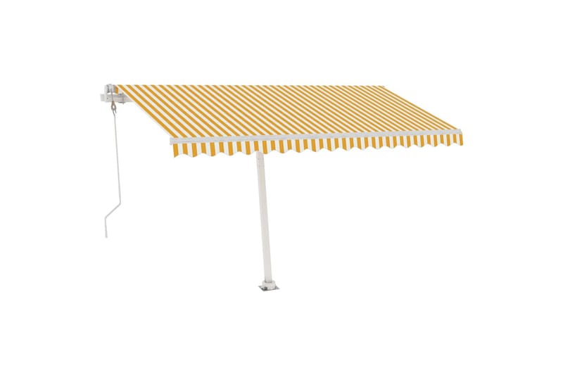 markise m. LED + vindsensor 450x300 cm automatisk gul/hvid - Gul - Balkonmarkise - Markiser - Terrassemarkise