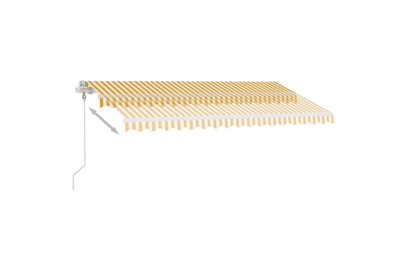 markise m. LED + vindsensor 450x300 cm automatisk gul/hvid - Gul - Havemøbler - Solafskærmning - Markiser - Balkonmarkise