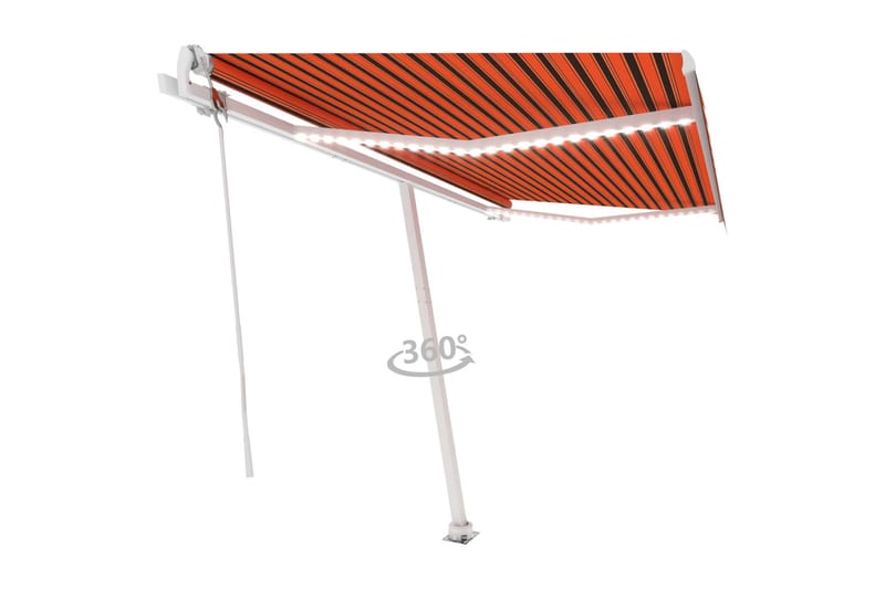 markise m. LED + vindsensor 450x300 cm automatisk - Orange - Terrassemarkise - Markiser - Balkonmarkise