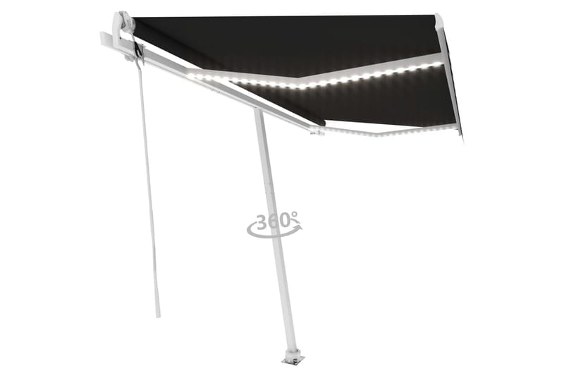 markise m. LED + vindsensor 450x300 cm automatiskgrå - Antracit - Havemøbler - Solafskærmning - Markiser - Balkonmarkise