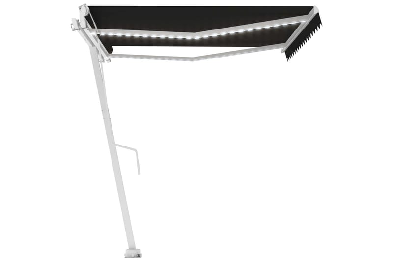 markise m. LED + vindsensor 450x300 cm automatiskgrå - Antracit - Havemøbler - Solafskærmning - Markiser - Balkonmarkise