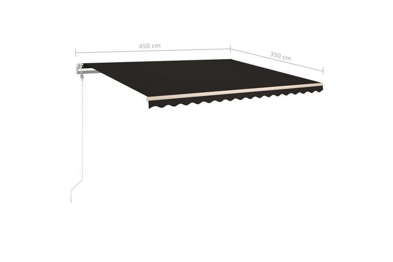 markise m. LED + vindsensor 450x350 cm automatisk antracit - Antracit - Balkonmarkise - Markiser - Terrassemarkise